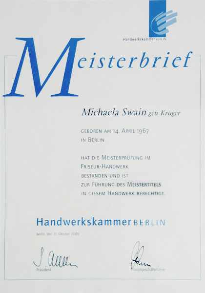Meisterbrief Friseurhandwerk